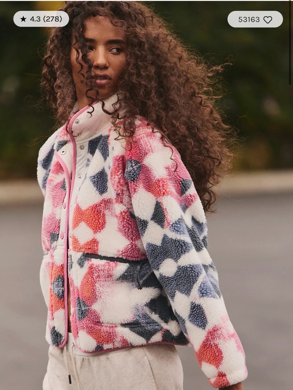 FP Movement by Free People hit the slopes print fleece jacket nwt size XS